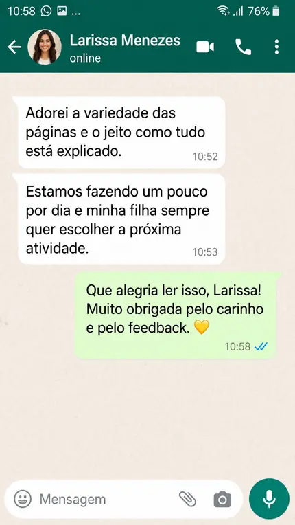 Mensagem de Larissa
