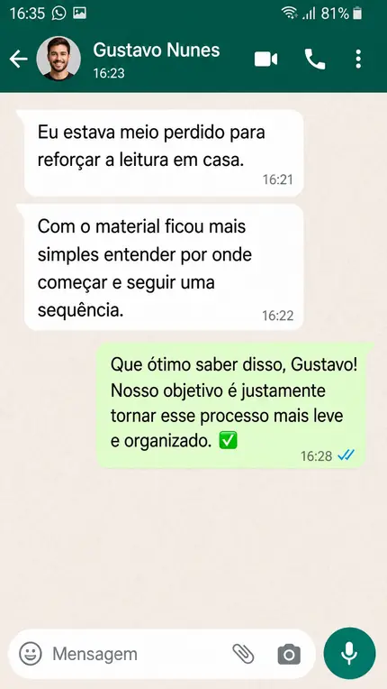 Mensagem de Gustavo