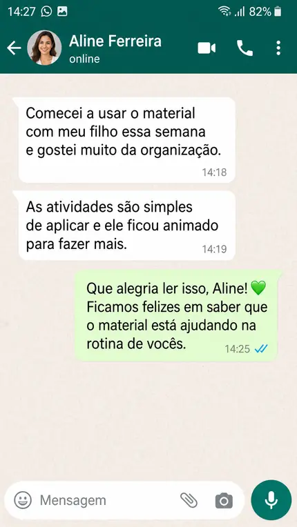 Mensagem de Aline